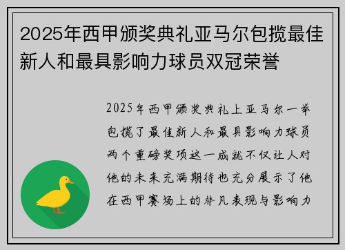 2025年西甲颁奖典礼亚马尔包揽最佳新人和最具影响力球员双冠荣誉